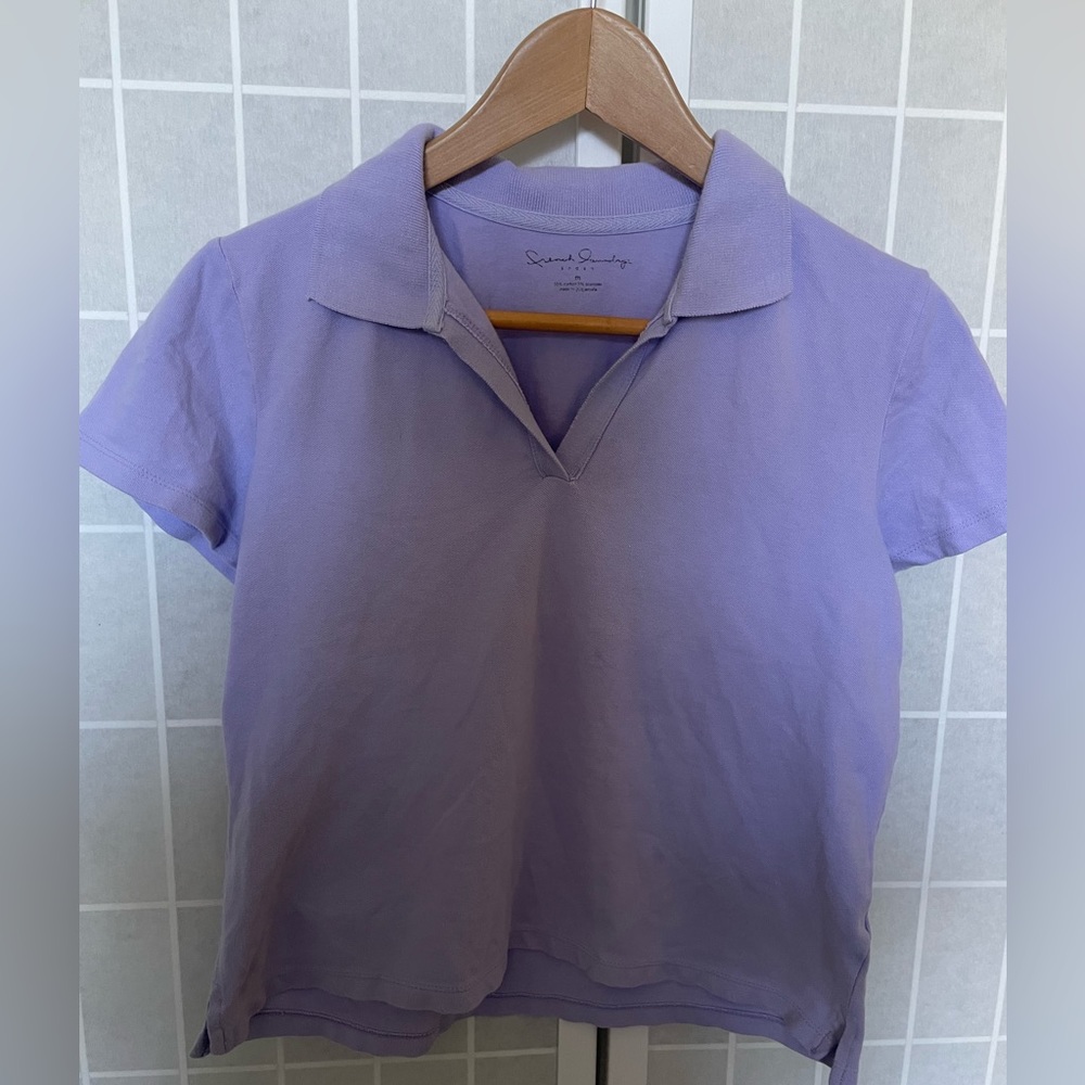 French Laundry sport light purple button, short sleeve Junior,  Medium.